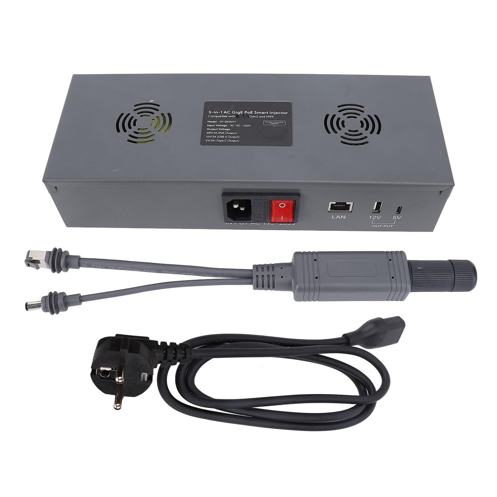 Generic Zestaw Gigabitowego Iniektora PoE 150 W Zapewniający szybką wydajność Sieci Rozdzielacz GigE PoE do Anten Mini Antenowych (wtyczka UE)