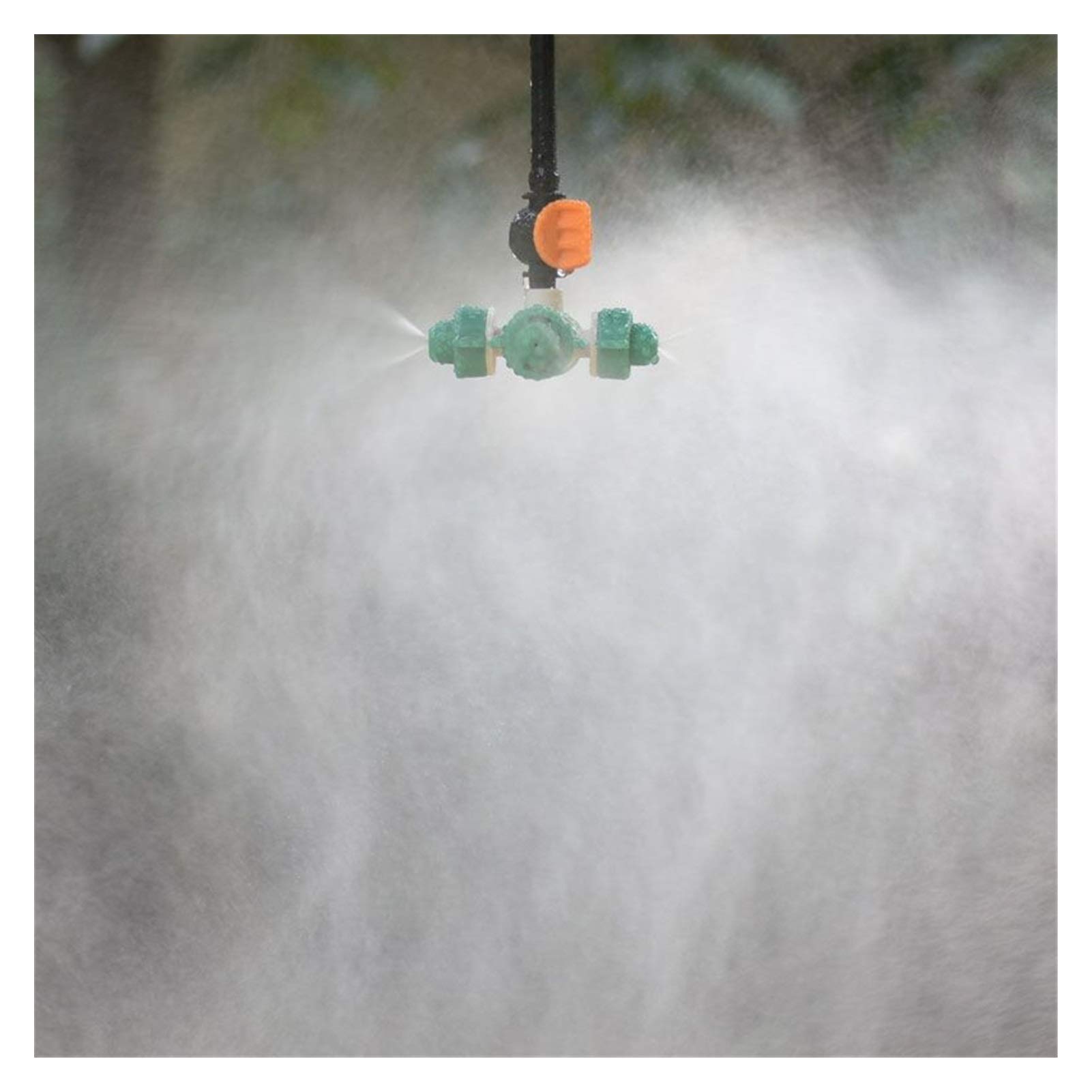 Boquillas atomizadoras Cruzadas Riego por Goteo para Invernadero Pulverizador de Agua Válvula de Niebla antigoteo Boquillas de 4 vías 2 Juegos (Color: Verde)