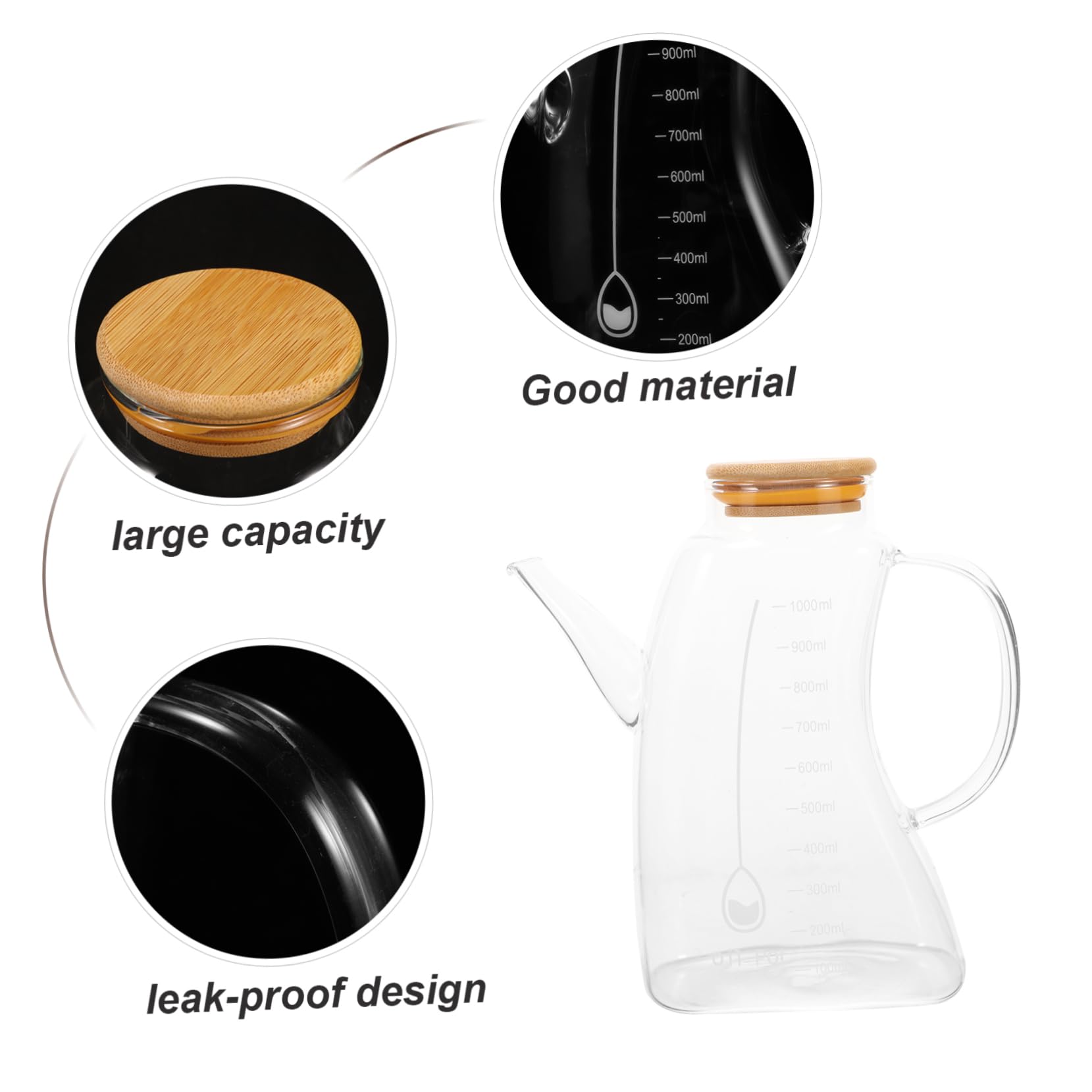 TOPBATHY Glasflasche mit Ausgießer Ölflasche Essigflasche mit Transparenter Skala Ölspender aus Glas Küchenflasche für Öl und Essig