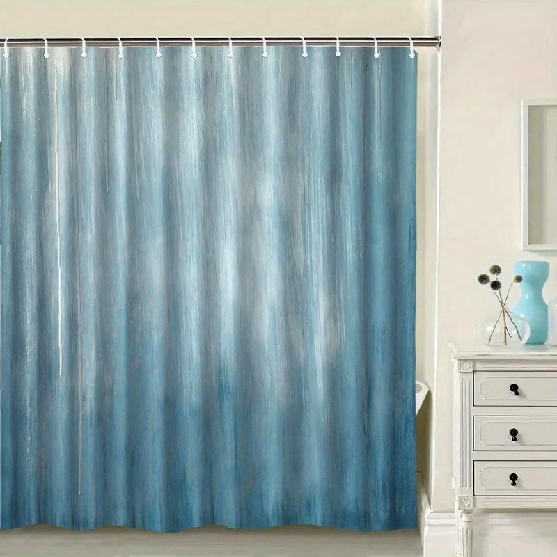 Rideau de douche haut en polyester tie-dye bleu avec œillets renforcés - 4