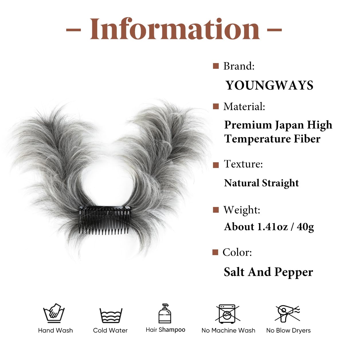 SARLA Messy Bun Hair Piece Side Comb Clip in Synthetic Hair Bun Hairpiece for Women Short Curved Versatile Adjustable Styles Easy Hair pieces (Black mix Gray and Platinum Blonde Tips) - Image 2