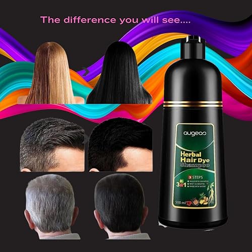 Miniatura 5 de Nielies Champú de color de cabello para mujeres y hombres, 16.9 fl oz de champú instantáneo de esencia herbaria, tinte permanente para el cabello.