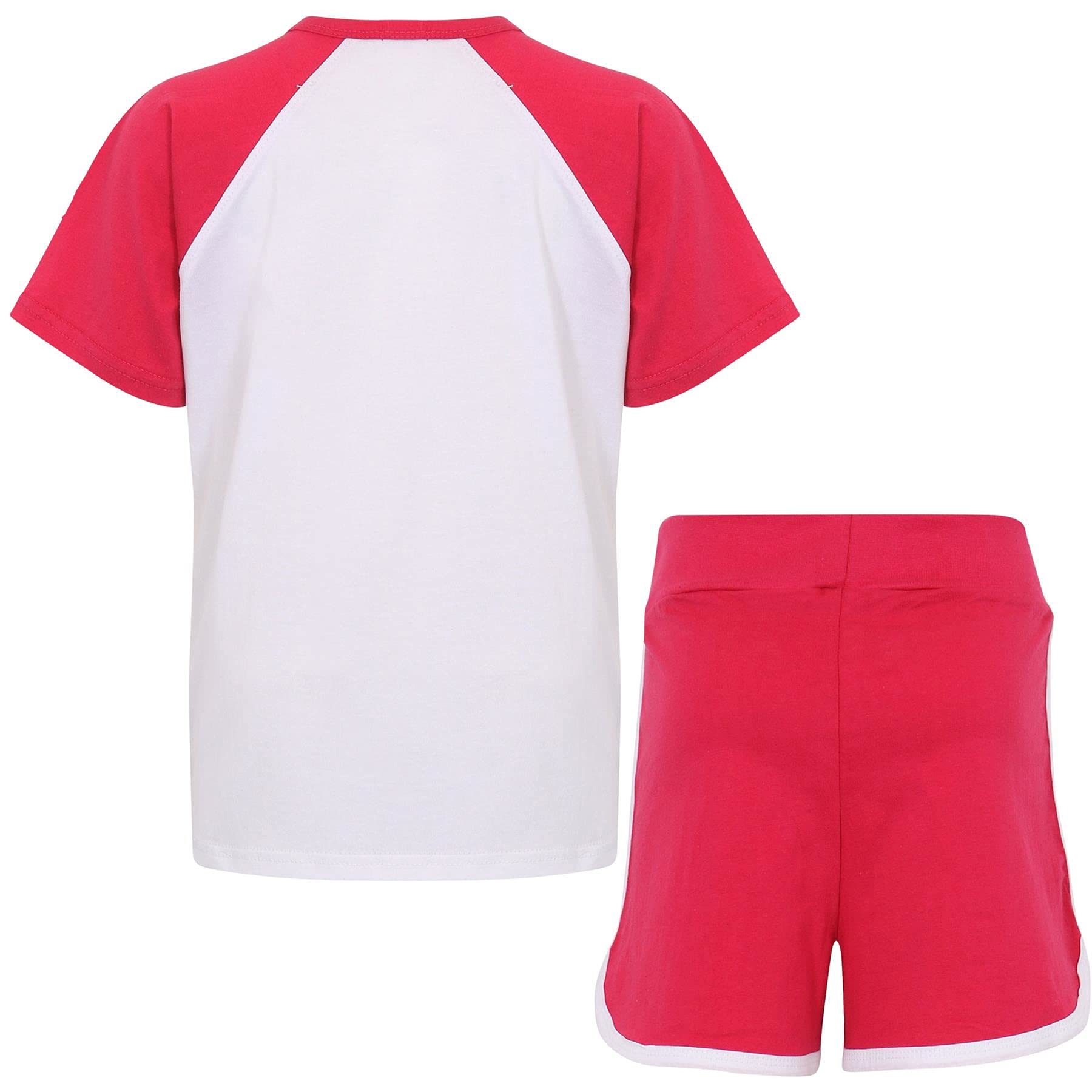 A2Z 4 Kids Ragazze Maglietta Top Pantaloncini Set Corto Manica Raglan Stile Sport Estate Abiti Abbigliamento Set Leggero Comodo Casual Abbigliamento 2 Pezzo Sets Età 5-13 Anni