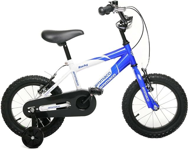 Ammaco Boys Bike Rocky 14" Wheel BMX Bike Cycle Childrens Bicycle Removable Stabilisers Blue Age 4+