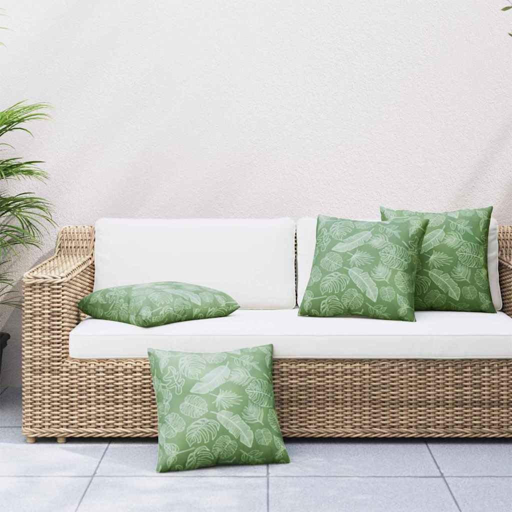 4er Set Dekokissen 50 x 50 cm Blattmuster Zierkissen | Vierteiliges Kissen-Set mit Blättermotiv für gemütliche Stunden im Wohnzimmer, Schlafzimmer oder auf der Terrasse.