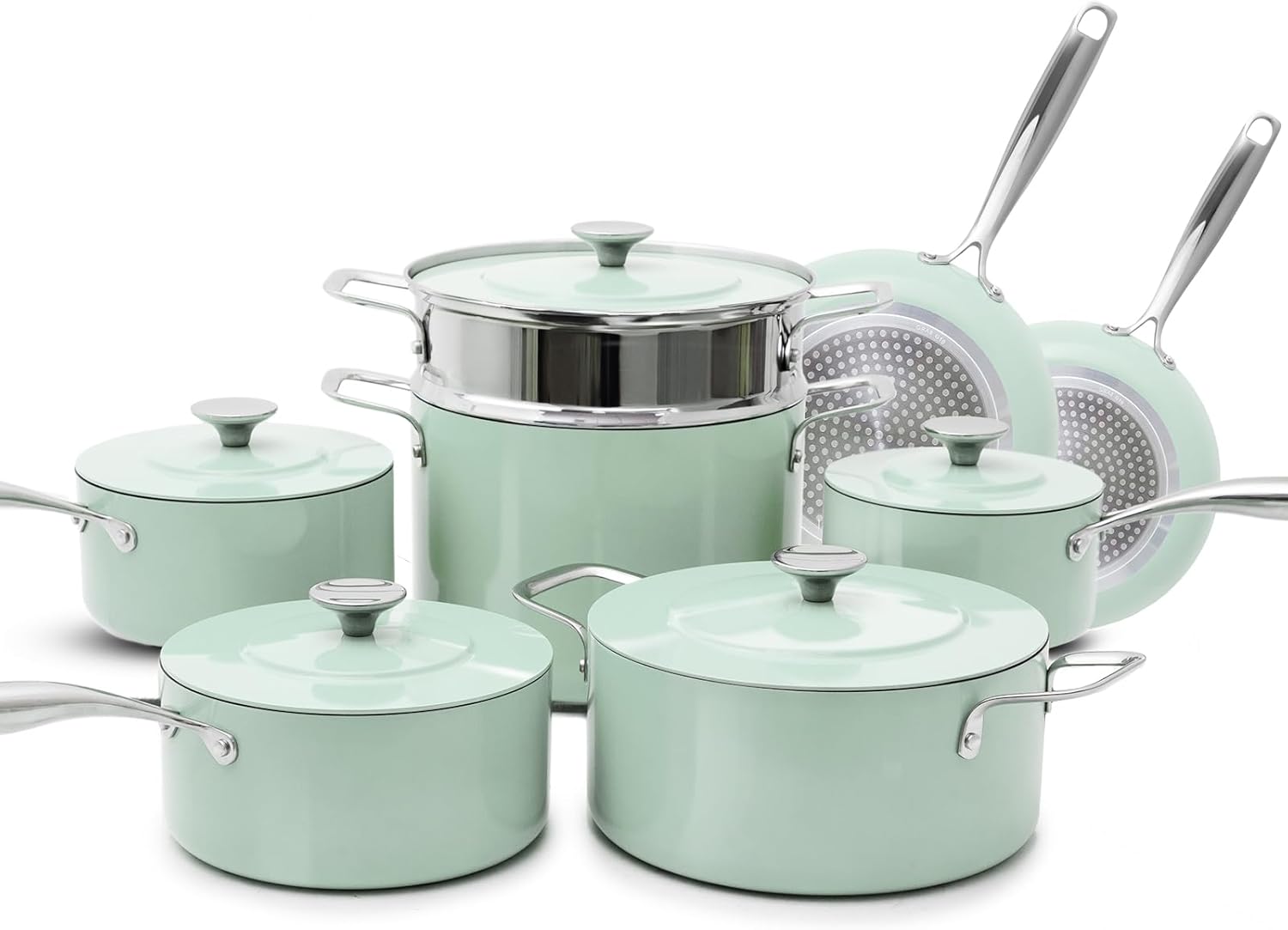 NuWave Lux 13-Piece Cookware Set: G10 Duralon Blue Ceramic Nonstick, PFAS-Free, Lightweight, Durable on All Cooktops