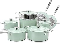 NuWave Lux 13-Piece Cookware Set: G10 Duralon Blue Ceramic Nonstick, PFAS-Free, Lightweight, Durable on All Cooktops