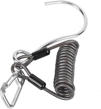 Scuba Diving Reef Hook, Coil Lanyard Gear Hanger Stainless Steel Spring Clips Anti Lost Safety Coiled Rope with Quick Release Buckle Tools Accessory for Underwater Cameras Dive Lights Fishing