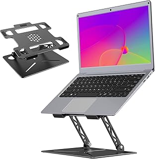 SGIN Laptop Stand Adjustable, Laptop Riser Stand Portable Foldable Laptop Stand Desk, Ergonomic Sturdy Stand with Heat-Vent Anti-Slip Silicone, Compatible with Surface Laptop All Laptops 10-17.3''