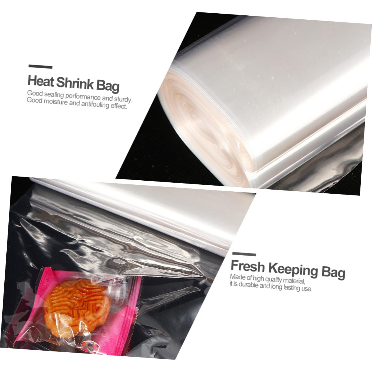 VALICLUD Praktische Transparente Schrumpffolie Breit PVC Schrumpffolienbeutel für Lebensmittelverpackung Feuchtigkeitsbeständig Hitzebeständig Einfach Anzuwenden
