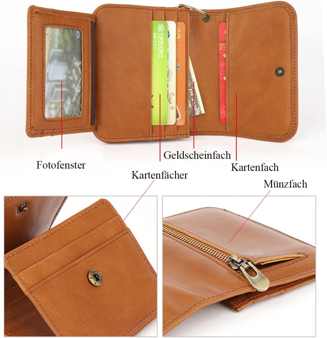 Belli Portafoglio da donna in pelle di alta qualità, vintage, in morbida pelle con RFID, 17