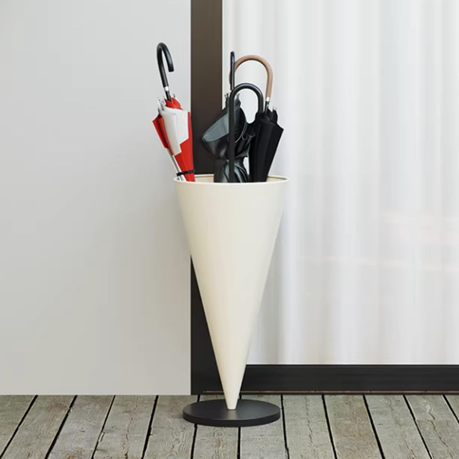 Portaombrelli in metallo e rack per interni per ombrelli e canne, perfetto per casa, ufficio, hotel e locali commerciali, design moderno bianco