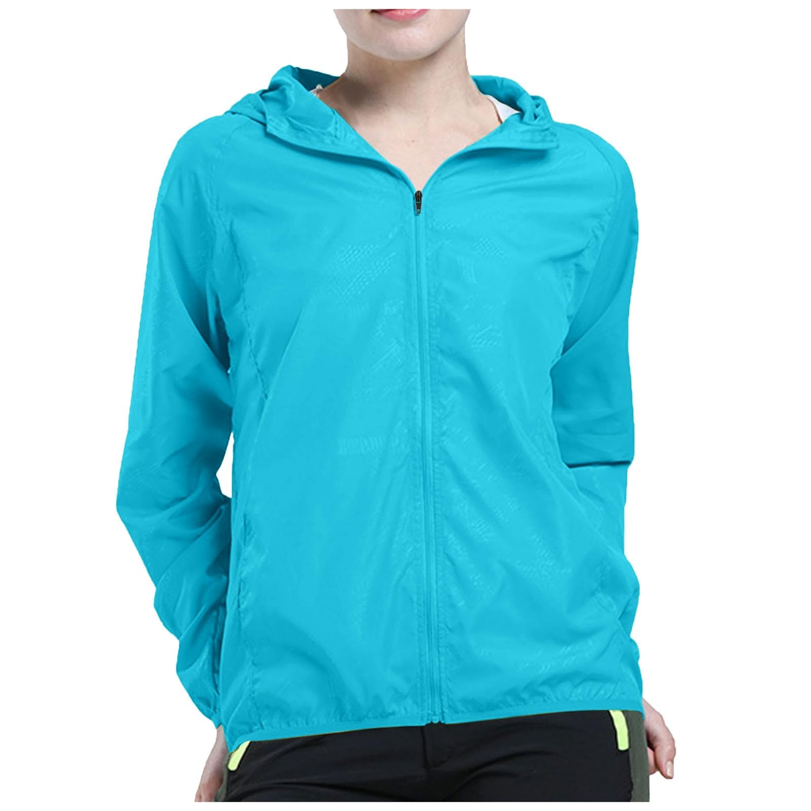 Generisch Chubasquero ligero para mujer, chaqueta de entretiempo, cortavientos, con capucha, chaqueta de ciclismo, chubasquero fino, chaqueta cortavientos, chaqueta de senderismo para exteriores