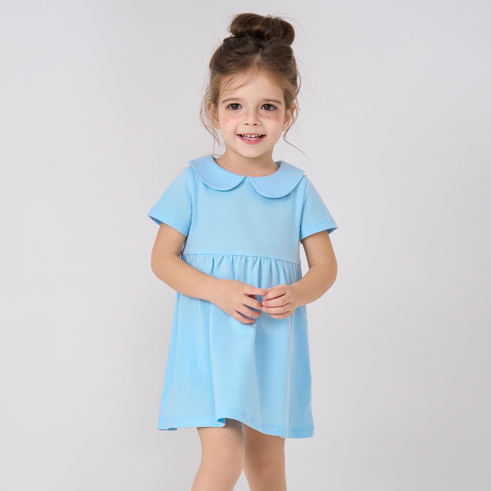 pureborn Vestido de algodón para niña, de 0 a 6 años, color liso