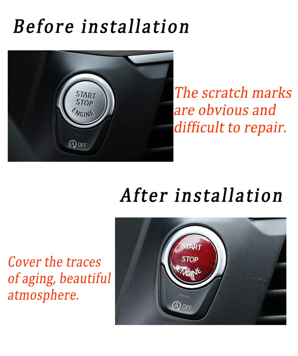 HIBEYO 1 stuk auto motor startknop afdekking sticker geschikt voor BMW X5 E70 X6 E71 E72 E81 E87 E90 E91 E92 E93 E60 E83 E84 E89 koolstofvezel contactsleutel Cover reparatie schakelaar bescherming