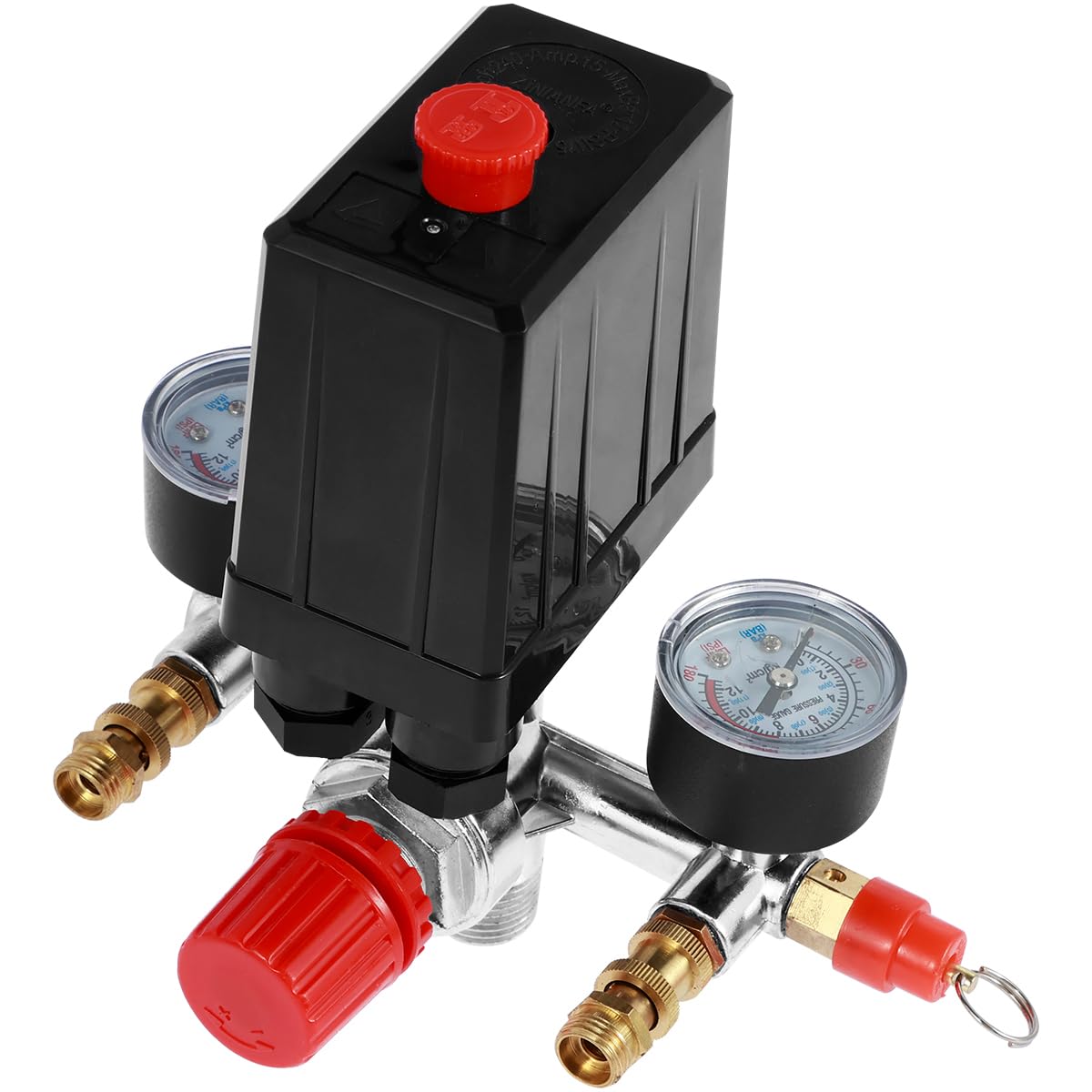 Mklhavb Black With Adjustment 90-120Psi Air Compressor Pressure Switch Manifold Regulator Gauges Control 220-380V Aluminum(Black With Adjustment)