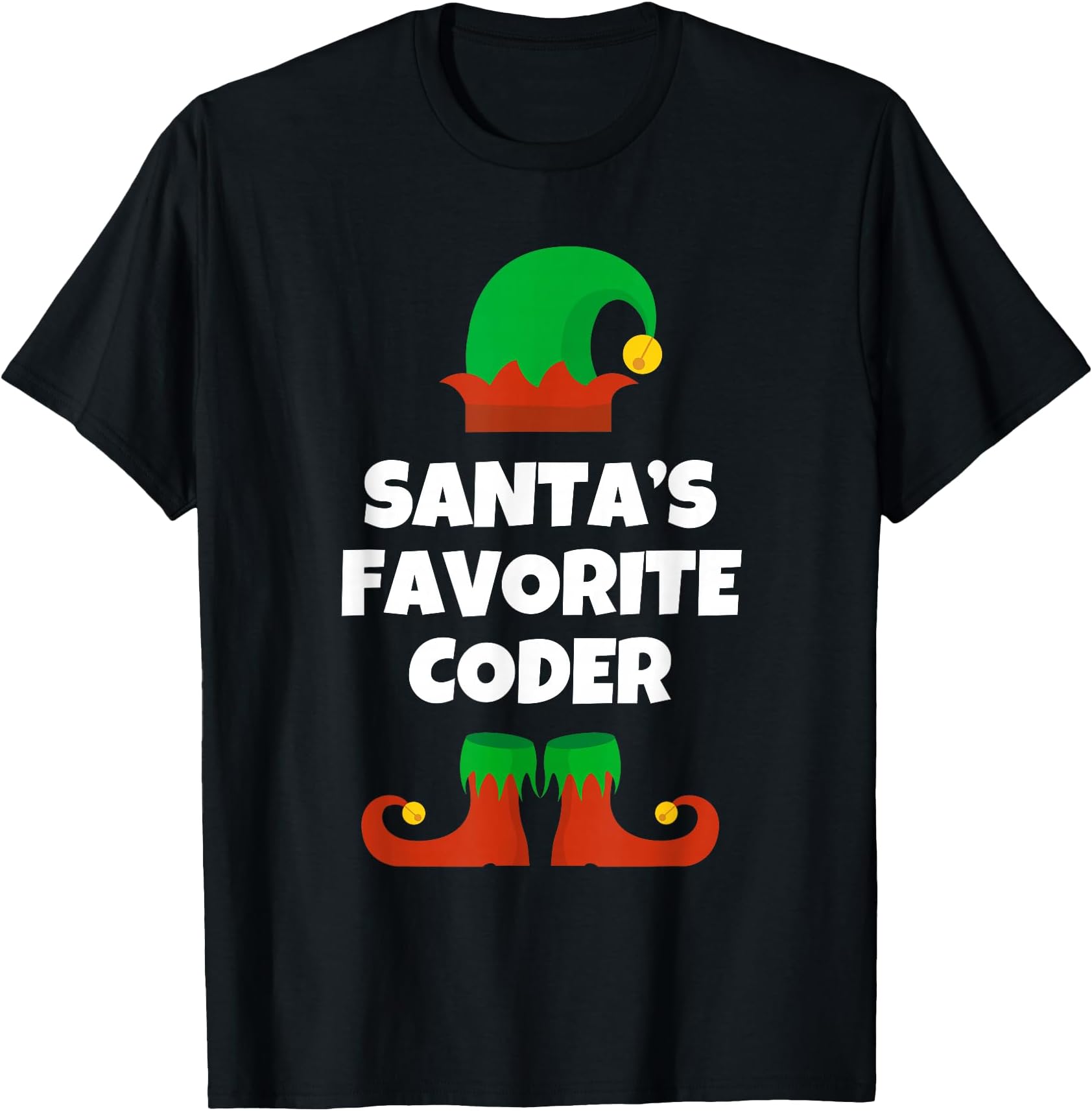 Santa's Favorite Coder Funny Hat Christmas Coding Programmer T-Shirt