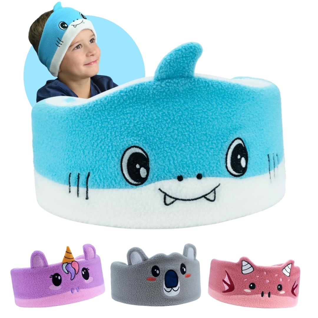 Bandou - Original Kids Headphones - Award-Winning Toddler Headphones - Wireless Headband - Adjustable Toddler Headphones - Bluetooth Children's Headband for Traveling (Finny The Shark)
