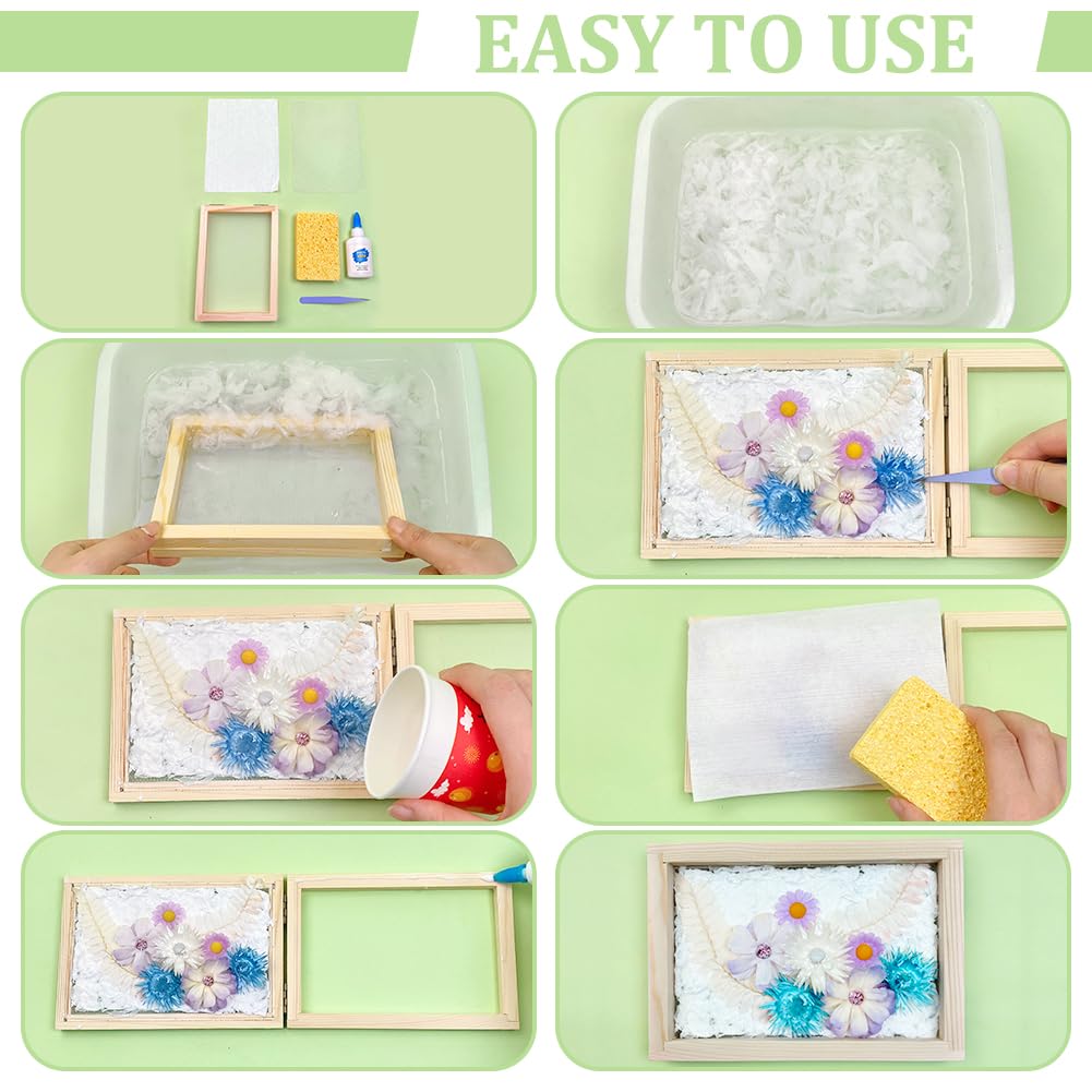 NBEADS 10 Stück Papierherstellungsrahmen Set, A6 Große Hölzerne Papierschöpfform Mit Sieb Und Schwamm Scheuerschwamm Für DIY Papierbastelarbeiten, Innendurchmesser: 15.6x10.2cm