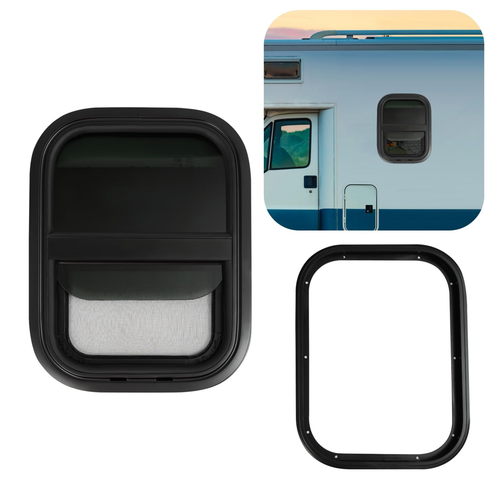 Wohnmobilfenster 300 x 400mm Schiebefenster Gehärtetes Glas Camperfenster Upgrade Wohnmobil Fenster mit Fliegengitter Modern Wohnwagenfenster RV Ausstellfenste für Wohnwagen