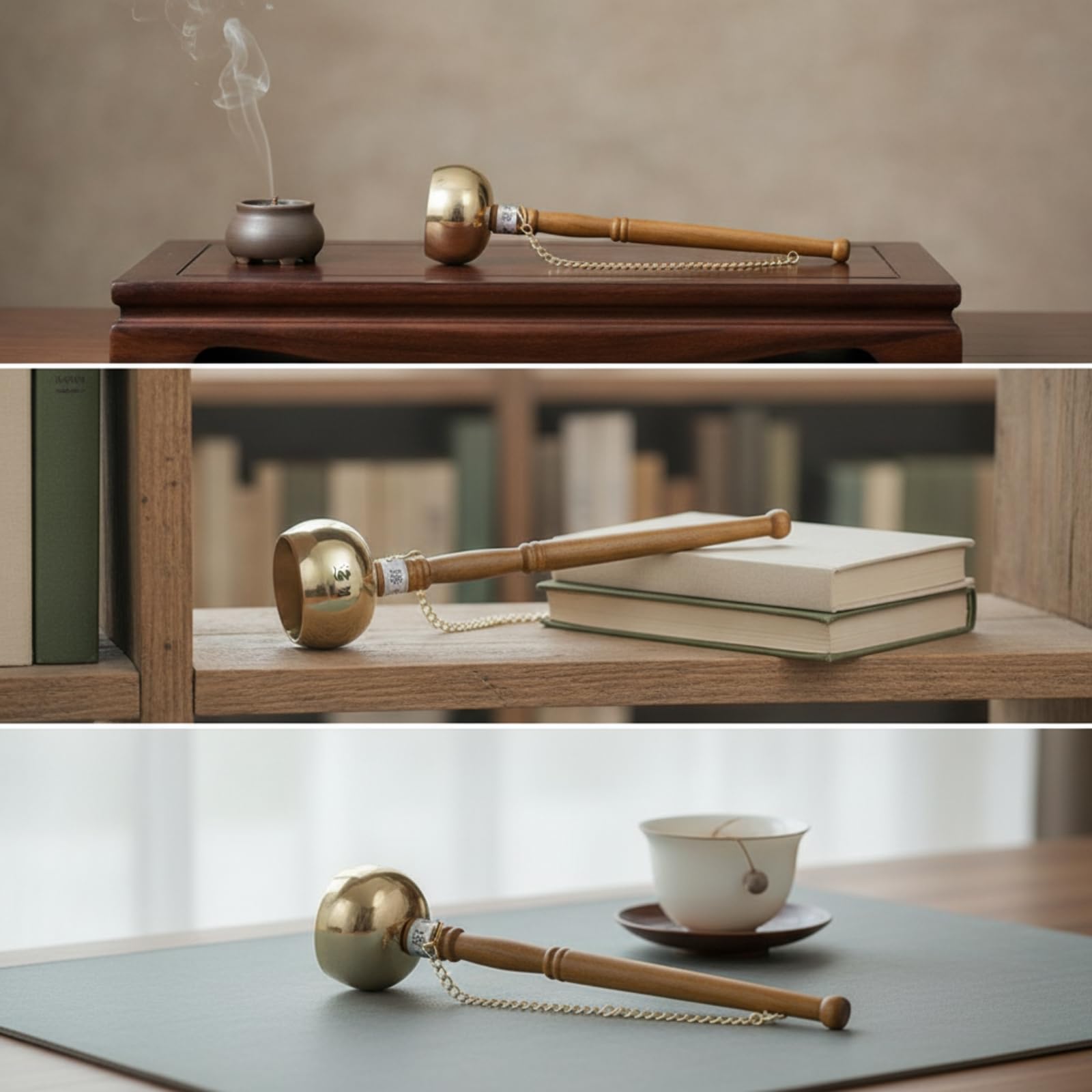 Campana con Manico in Legno Pulito