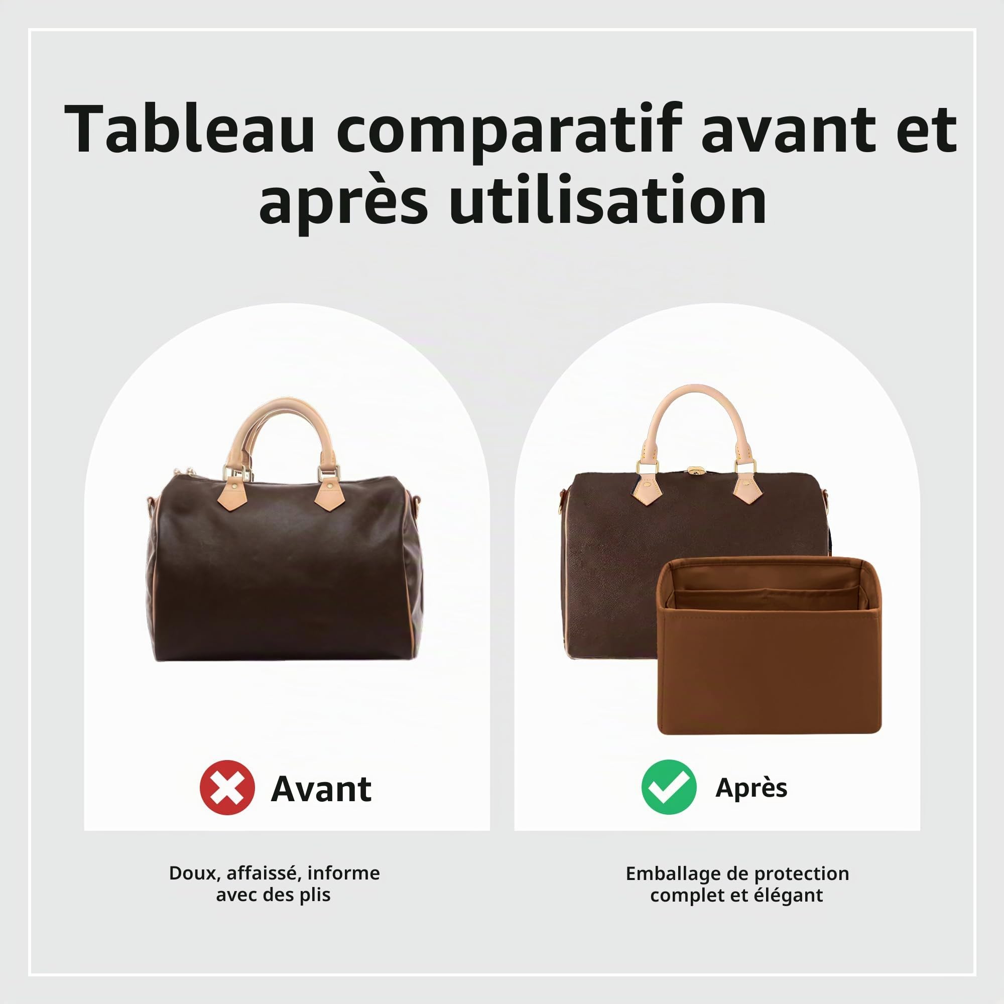 DGAZ Organisateur de Sac en Soie pour LV Speedy (25, Gold)