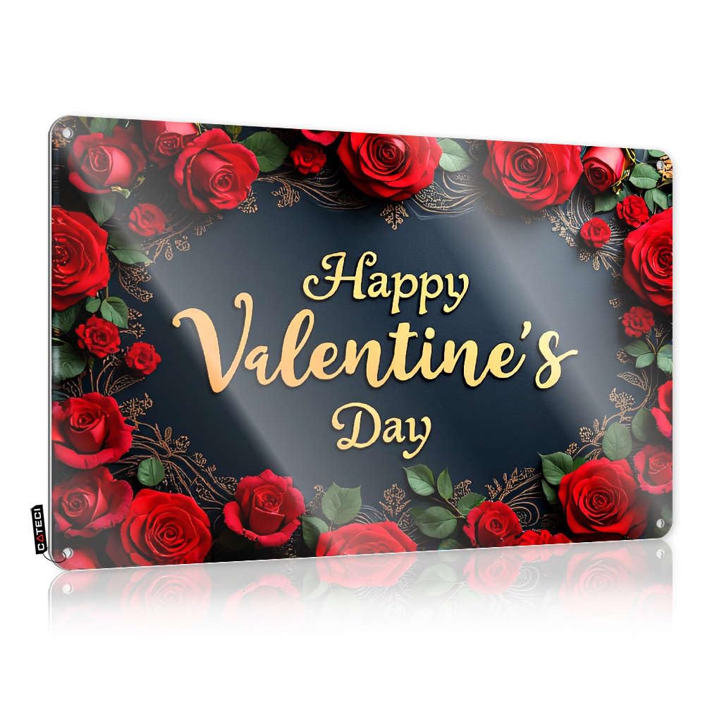 Fzfn Colour Tin Metal Decor Soft Bath Scandinavian Happy Valentine's Day. For Campers - Front Yard Decor Customizable(30X40cm)