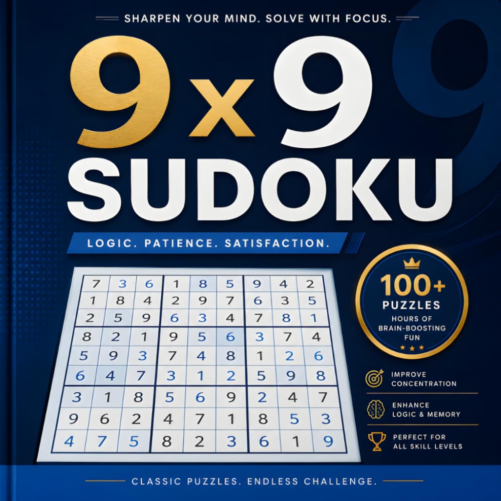 9x9 Sudoku Puzzle Book for Adults