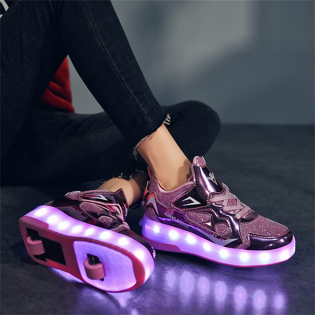 Zapatos con Ruedas Zapatillas con Dos Ruedas para niños y niña Led Luces Zapatillas con Ruedas Se Puede Bambas con Ruedas Regalo Creativo de Navidad y cumpleaños en el día de los Reyes