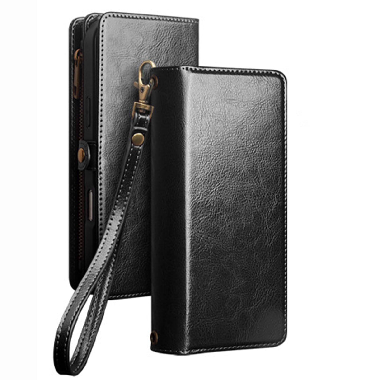 LUOTANL Genuine Leather Case for iPhone 17 Pro Max, Card Slots Detachable Magnetic Handmade Crossbody Flip Cover