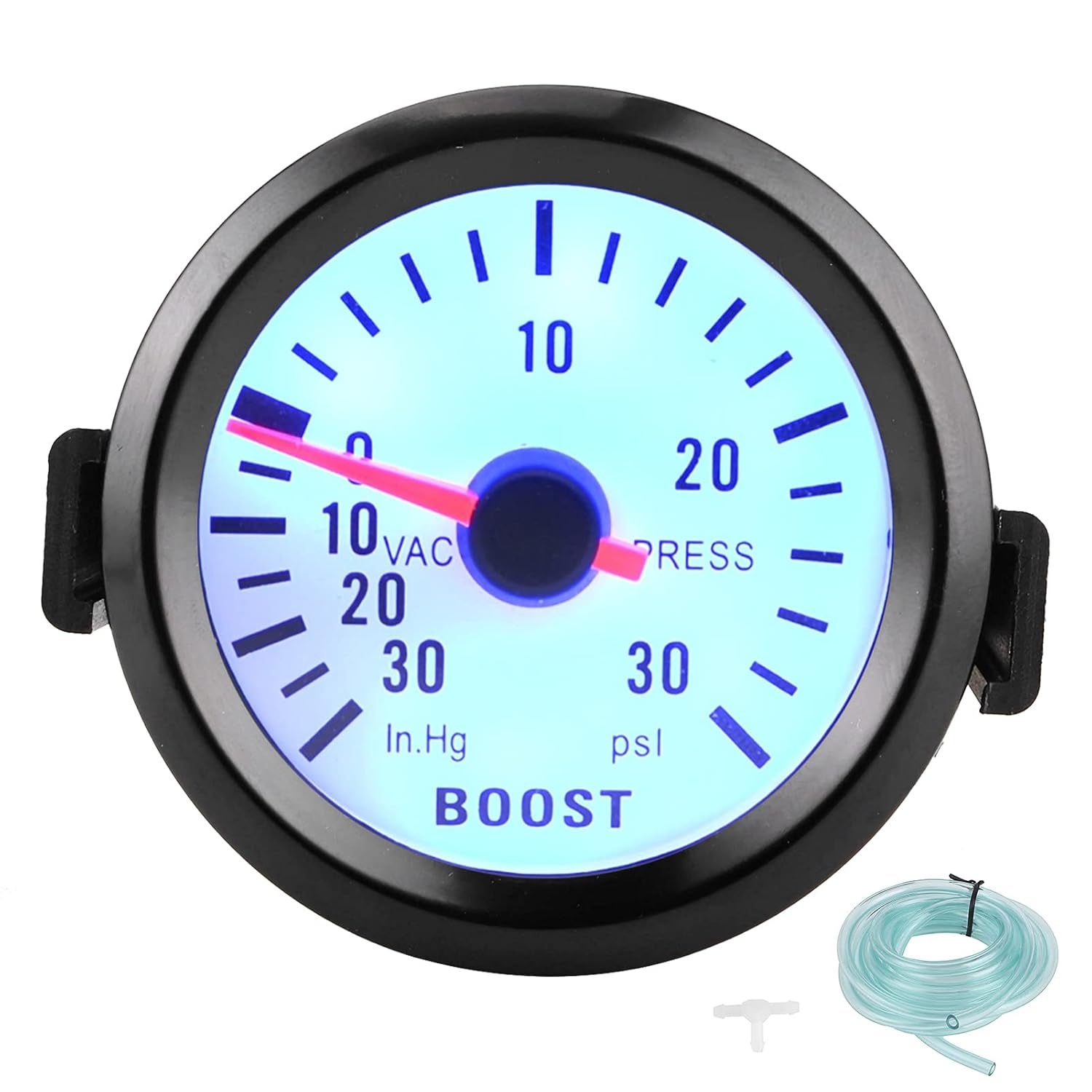 Turbo Vacuum Gauge Meter, Turbo Boost Gauge Simple to Install with Blue LED Light High