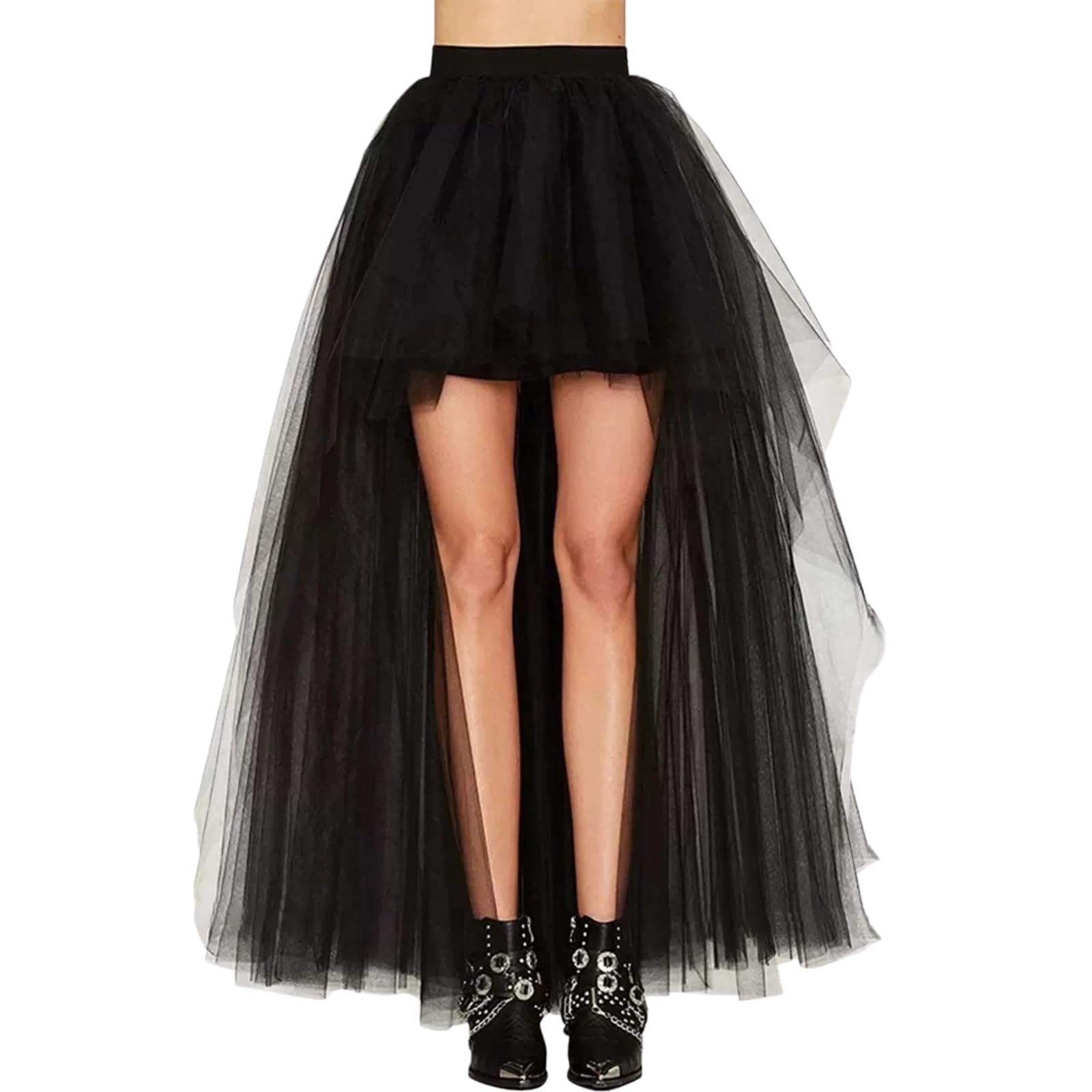 Falda Tutu de Tul para Mujeres, Falda elástica de Hada de Cintura Alta para Fiesta, Falda Midi asimétrica Tutu A-Line con Capas
