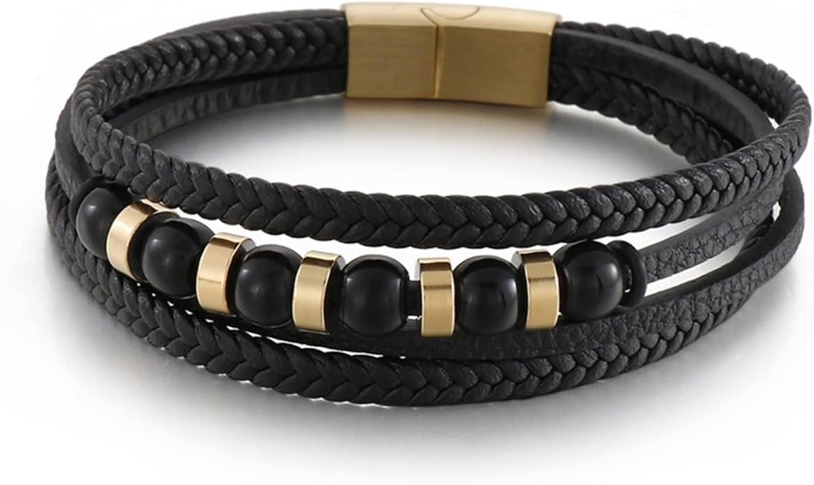 Amazon.com: Aotiwe Chain Bracelet Unisex, Black Leather