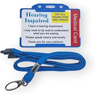 Hearing Impaired Awareness medical card with lanyard - Hidden Disability ID Card - Disability Awareness