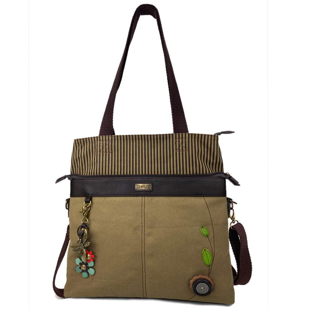 CHALA Patch Cross-Body Women Handbag, Canvas Messenger Bag Olive, Metal Charming Cross - Oliv, Medium — view 107