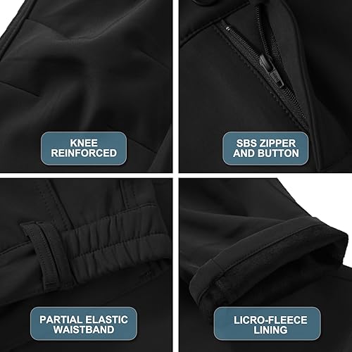 Miniatura 5 de Pantalones de esquí de nieve para niños y niñas, para senderismo, al aire libre, impermeables, resistentes al viento, forro polar, cálidos, softshell