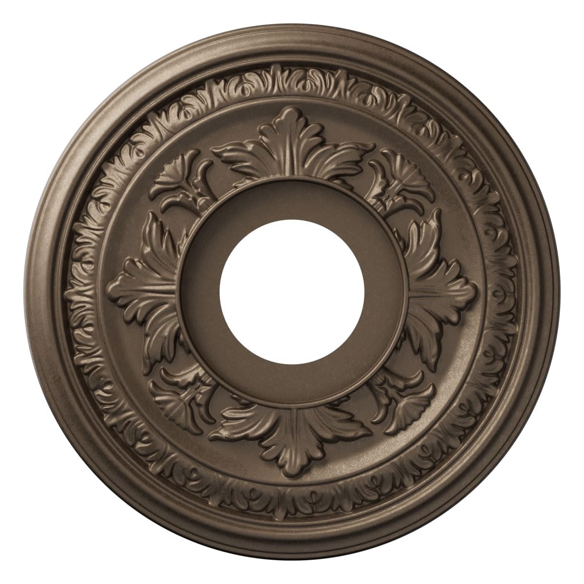 Ekena Millwork 13"OD x 3 1/2"ID x 3/4"P Baltimore Thermoformed PVC Ceiling Medallion (Fits Canopies up to 5 1/4"), UltraCover Satin London Grey