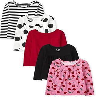 The Children's Place Baby Toddler Girl Long Sleeve Print Top 5-Pack