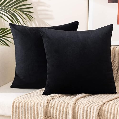 Miniatura 2 de Paquete de 4 fundas de almohada de terciopelo, fundas de almohada suaves de 18 x 18 pulgadas, almohadas para decoración del hogar (22 x 22 pulgadas,