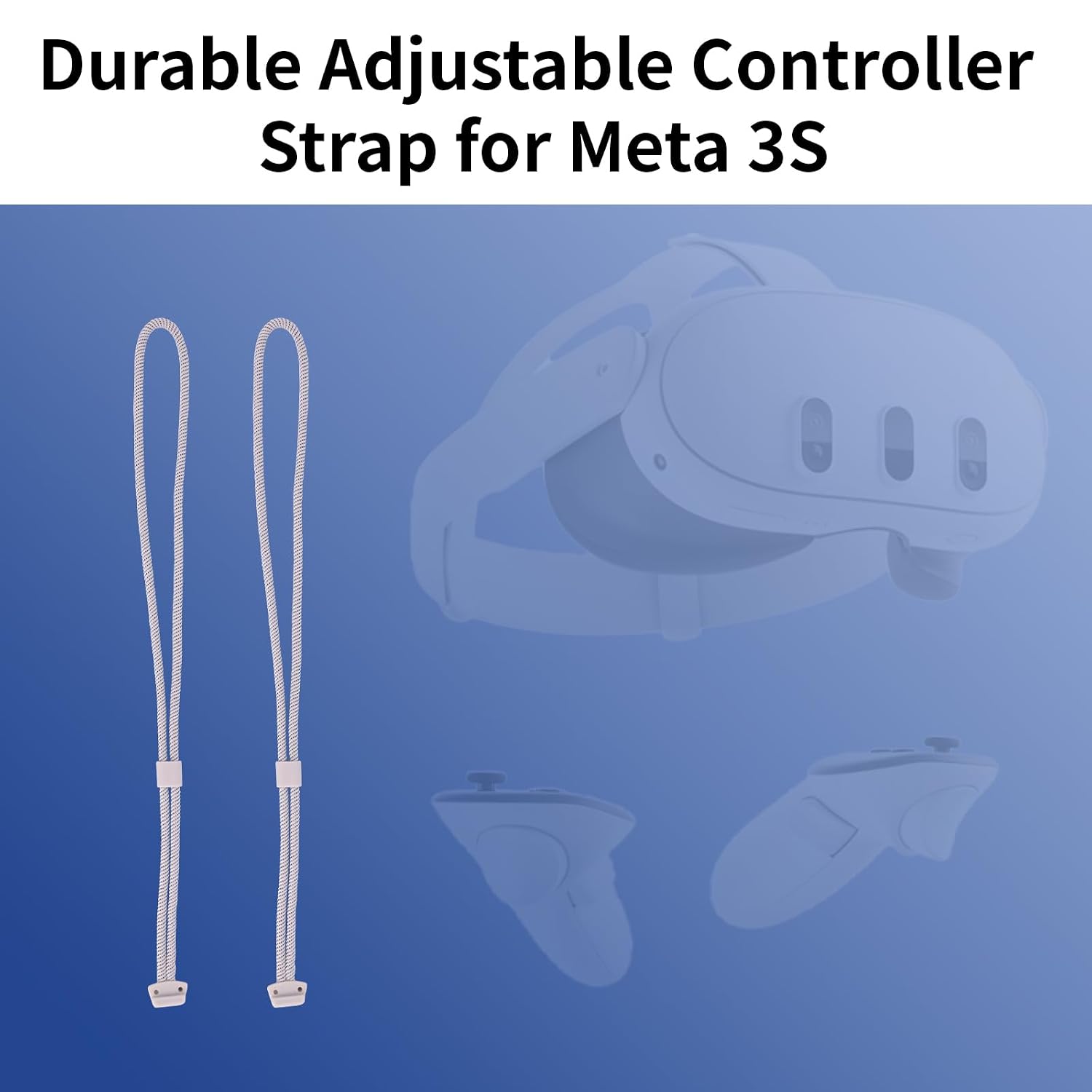 2pcs Controller Wrist Straps for Oculus 3, White Adjustable Controller Hand Lanyards Easy to Attach VR Accessories for Oculus 3s