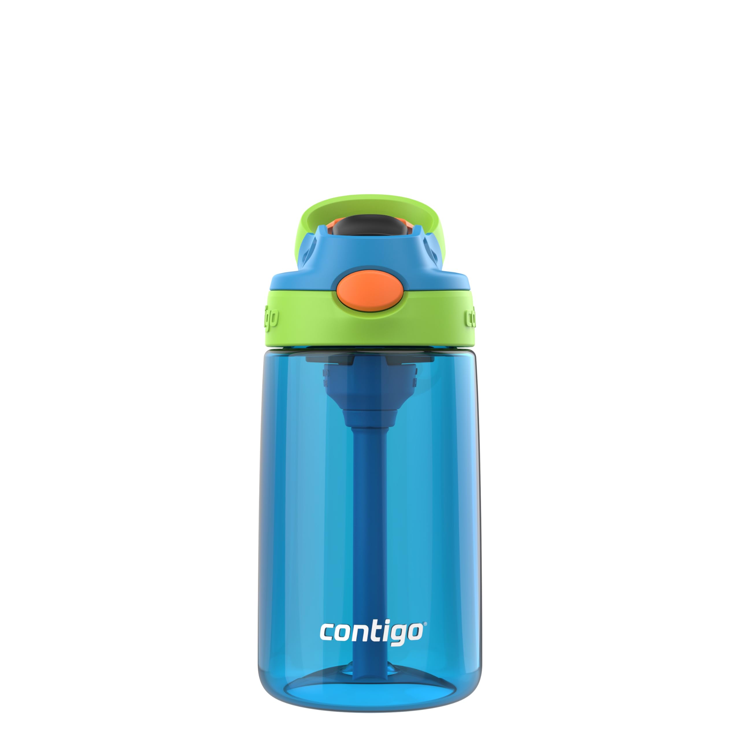 Contigo Autospout Kids Water Bottle 14oz Single Pack Blue Poppy Cool Lime