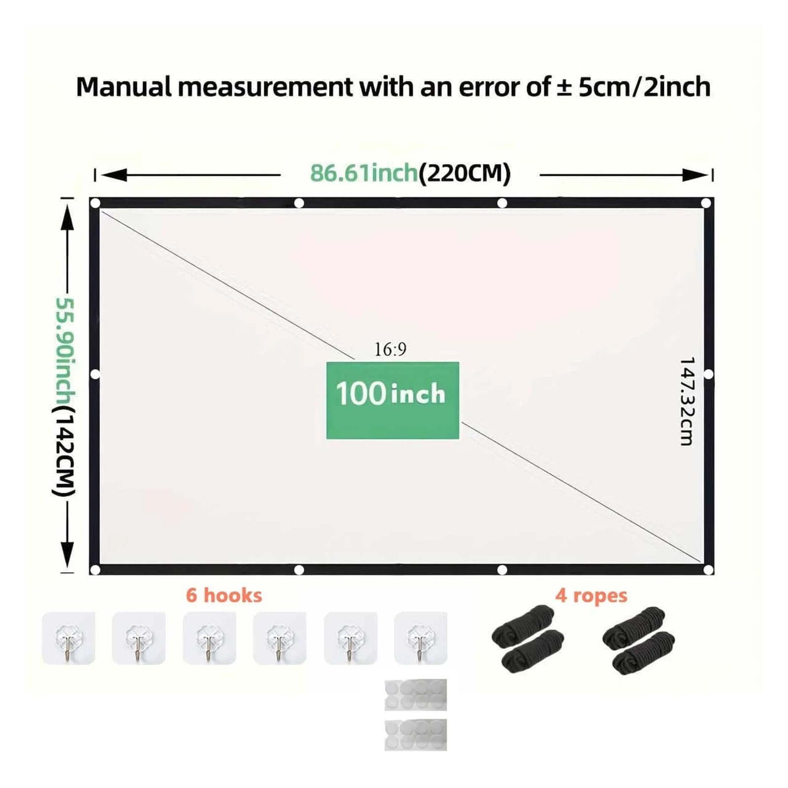 Schermo di proiezione, Schermo per proiettori portatile per 4K per esterni(100 inch)