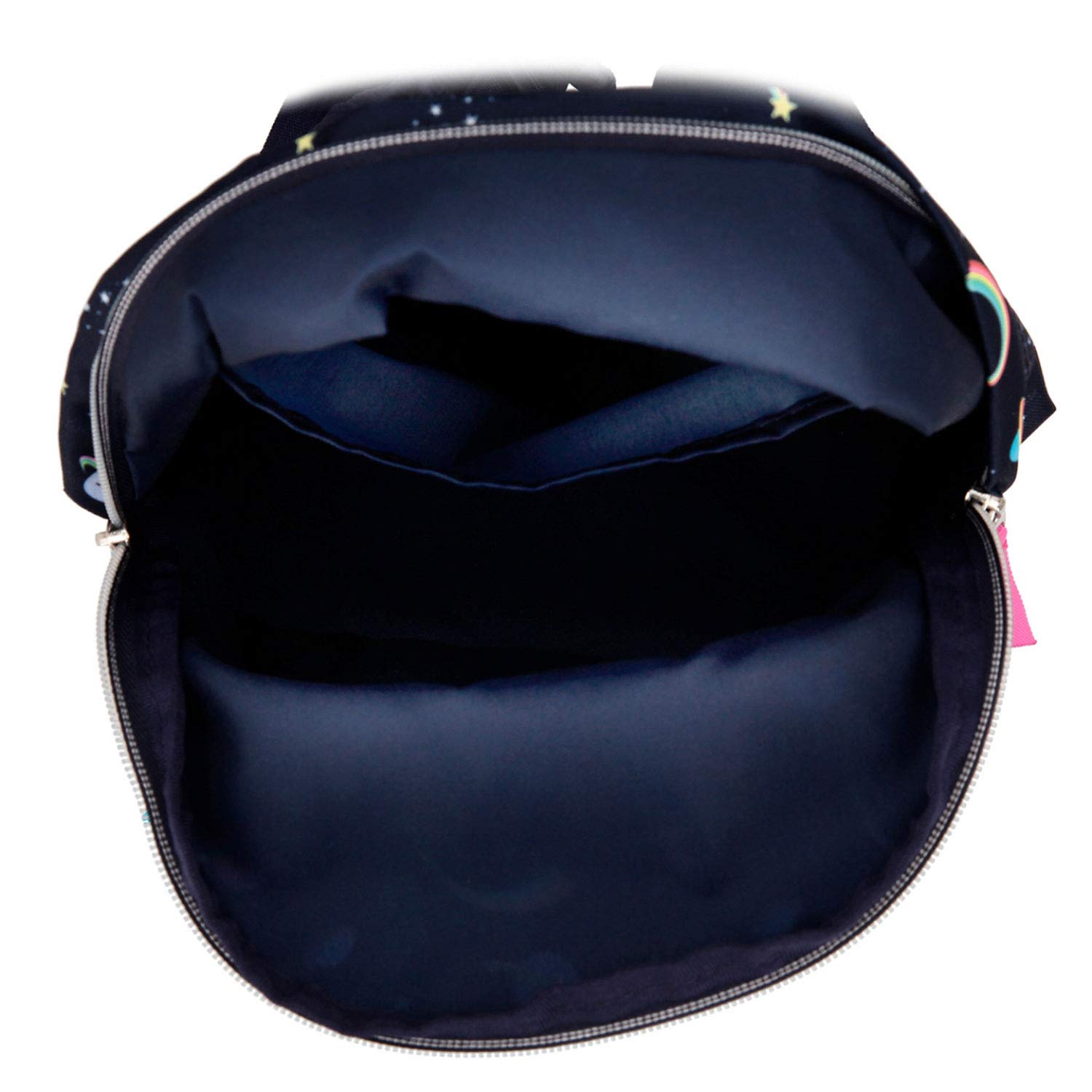 Depesche 11169 Kleiner Rucksack, Ylvi & the Minimoomis Space, ca. 27 x 21 x 3 cm groß, längenverstellbare Gurte, Rückenteil gepolstert, geräumiges Hauptfach, ideal für den Kindergarten