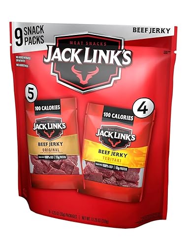 Jack Links Beef Jerky - Carne seca de res de sabor original y teriyaki 9 bolsas individuales de 125 oz