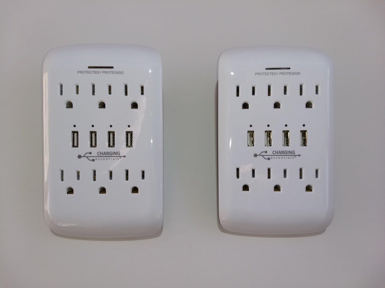 Essantials USB AC Charging Outlet, White, 2 Count