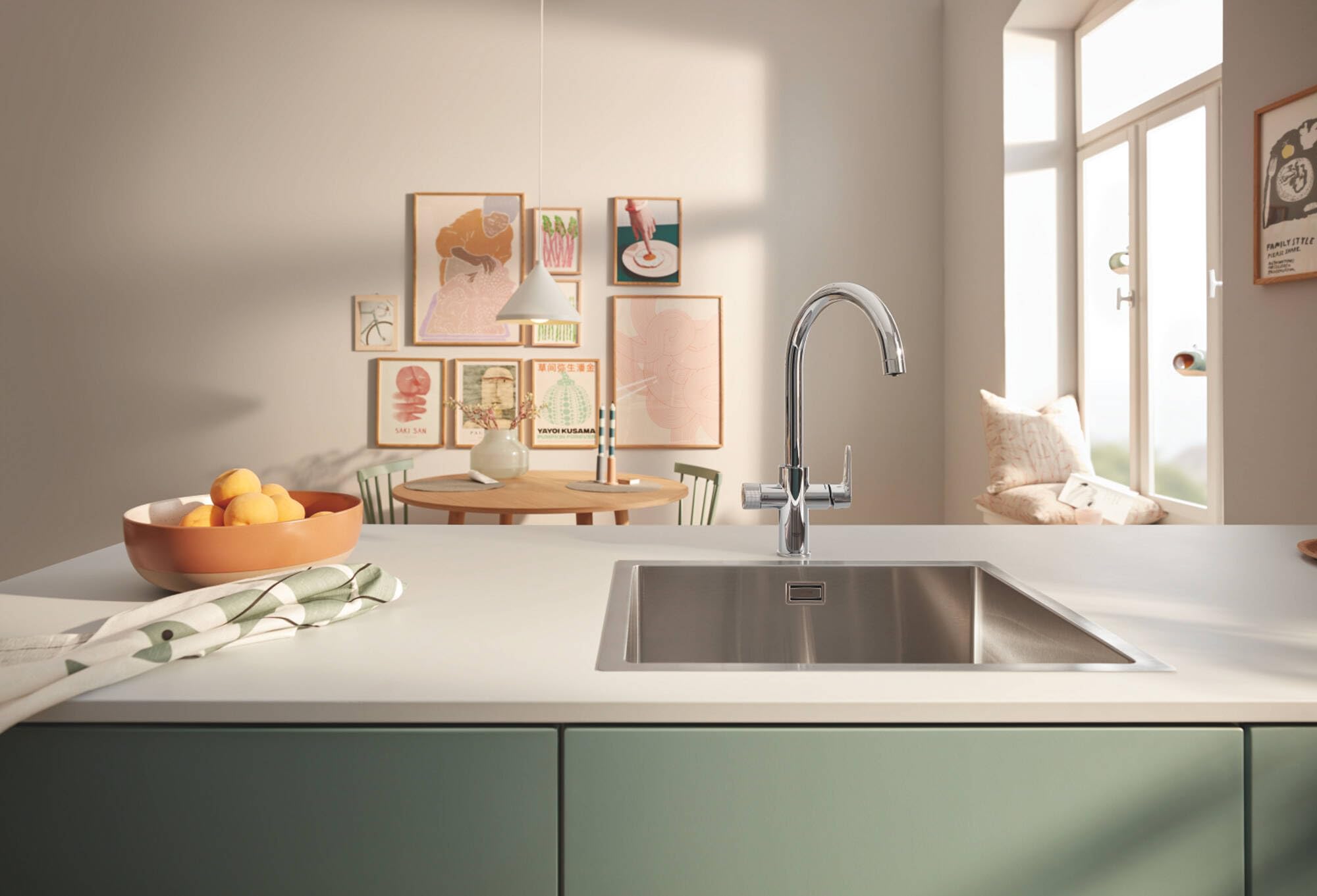 Grohe Blue Pure BauCurve rubinetto per lavello cucina, con filtro 5 fasi taglia S e contalitri, cromo