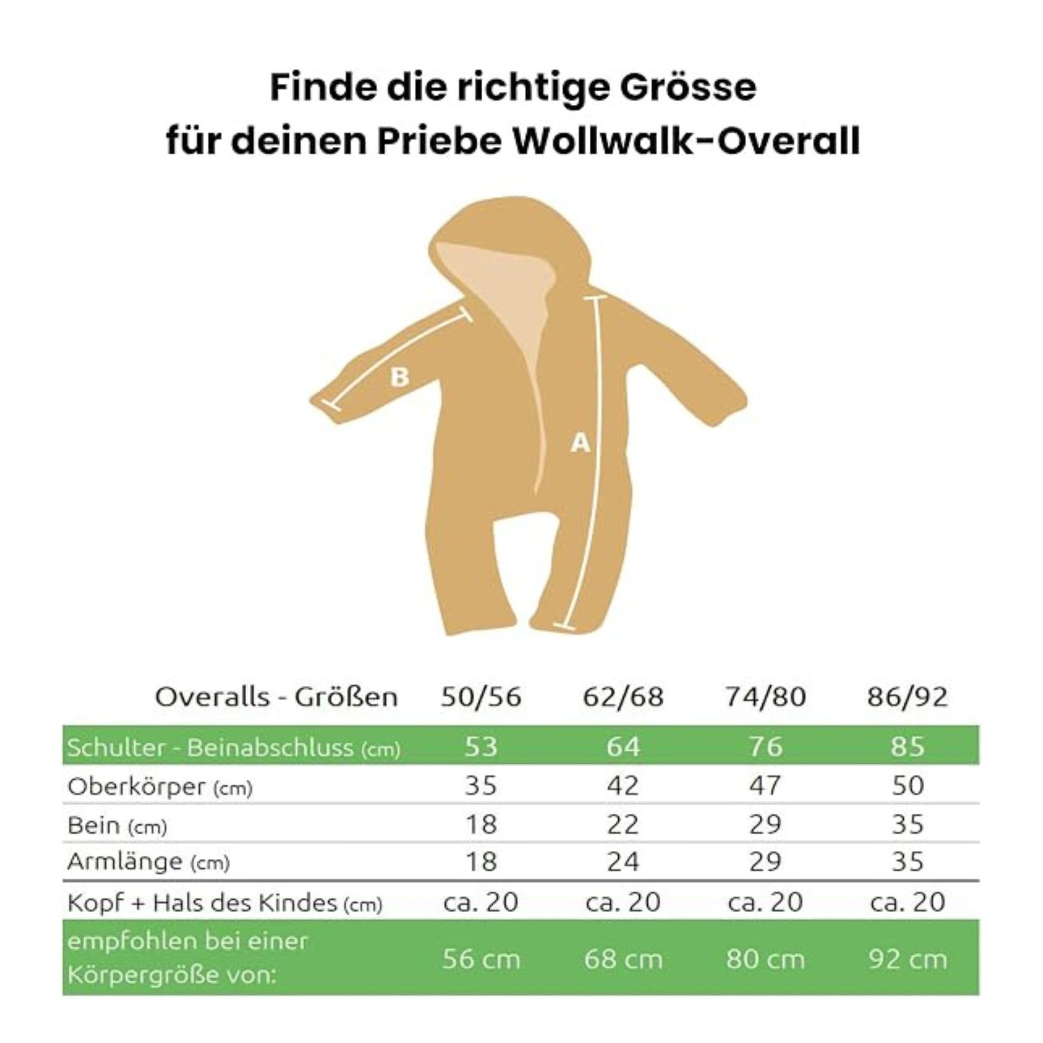 WALKOVERALL Wanda | Wollwalk aus Natur Schurwolle mit Reißverschluss | Warmer Woll-Anzug für Kleinkind & Baby | Babyoverall | Perfekt für den Winter & kalte Tage