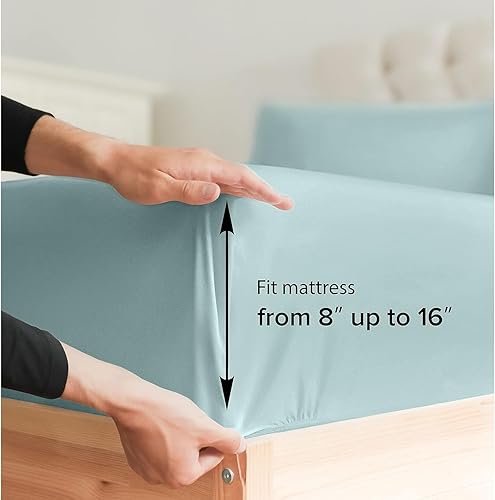 Miniatura 6 de Sábana bajera de algodón fresco de 400 hilos, para colchón alto, se adapta perfectamente al colchón, solo una sábana bajera (tamaño individual, gris
