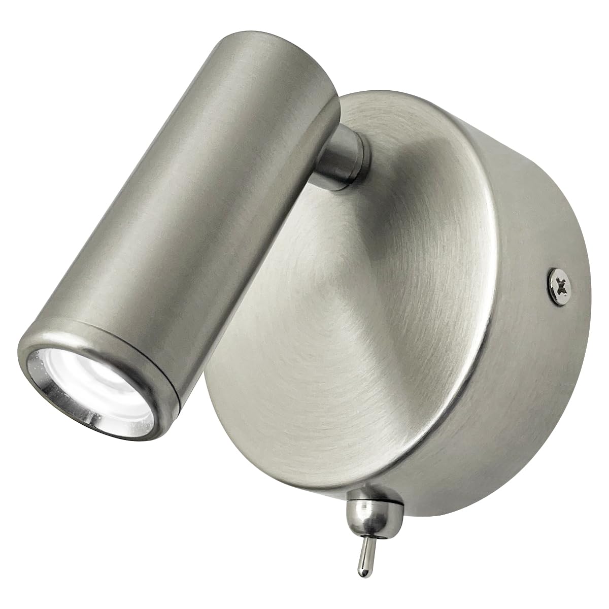 Long Life Lamp Company Adjustable Brush Chrome Wall Mounted Bedside Light Switched Cool White BW12