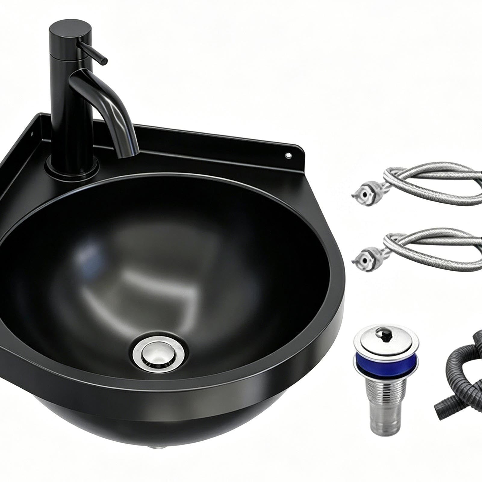 Lavello Ad Angolo In Acciaio Inossidabile, Lavabo Bagno Con Montaggio A Parete, Lavabo Triangolare, Vasca Singola, Foro Di Montaggio Per Rubinetto 36mm, Foro Di Scarico 41mm